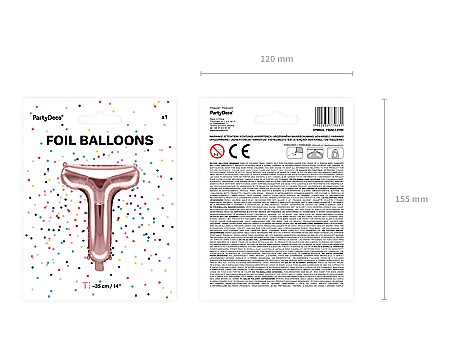 PD BALON FOLIE ALUMINIU Letter "T", 35cm, rose gold FB2M-T-019R [4]