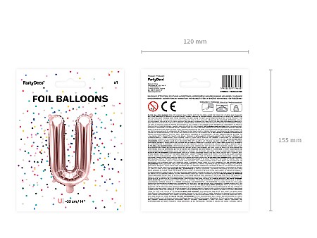PD BALON FOLIE ALUMINIU Letter "U", 35cm, rose gold FB2M-U-019R [3]