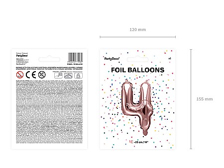 PD BALON FOLIE ALUMINIU Number "4", 35cm, rose gold FB10M-4-019R [4]