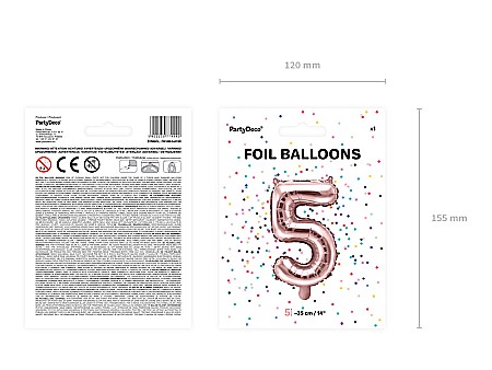 PD BALON FOLIE ALUMINIU Number "5", 35cm, rose gold FB10M-5-019R [4]