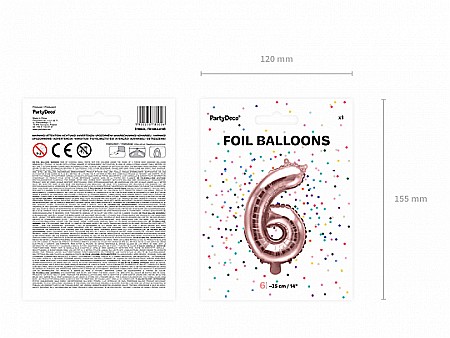 PD BALON FOLIE ALUMINIU Number "6", 35cm, rose gold FB10M-6-019R [7]