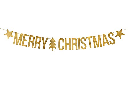 Bannere, Semne Craciun - PD BANNER Merry Christmas, gold, 10.5x150cm GRL53-019M