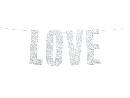 Bannere/ Ghirlande/ Cordoane - PD BANNER Love, silver, 21x55cm GRL71-018B