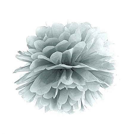Ornamente suspendate, pompom - PD POMPOM HARTIE MATASE, Tissue paper Pompom, silver, 25cm PP25-018