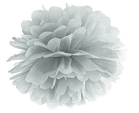 PD POMPOM HARTIE MATASE, Tissue paper Pompom, silver, 25cm PP25-018 [1]