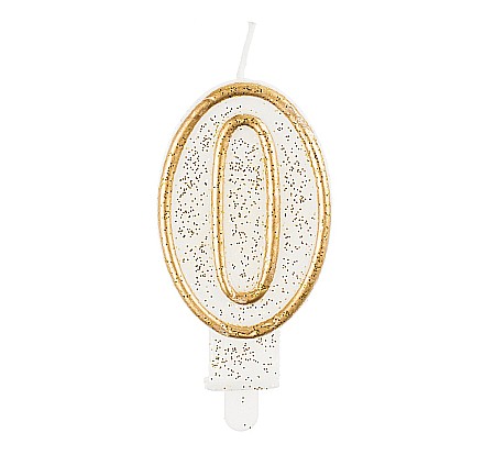 Decoratiuni/ Lumanari Tort/ Briose - GOD LUMANARI TORT Number 0, gold outline, 6.5cm PF-SCZK0