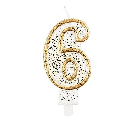 Decoratiuni/ Lumanari Tort/ Briose - GOD LUMANARI TORT Number 6, gold outline, 6.5cm PF-SCZK6