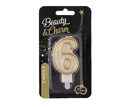 GOD LUMANARI TORT Number 6, gold outline, 6.5cm PF-SCZK6 [2]