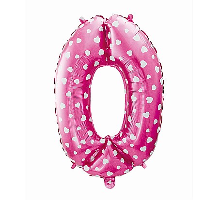 Baloane si accesorii - GOD BALON FOLIE ALUMINIU digit 0, 61cm, pink with hearts HS-C26R0