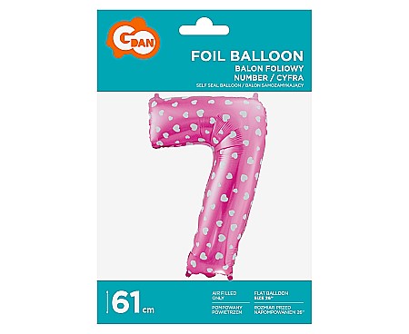 GOD BALON FOLIE ALUMINIU digit 7, 61cm, pink with hearts HS-C26R7 [1]