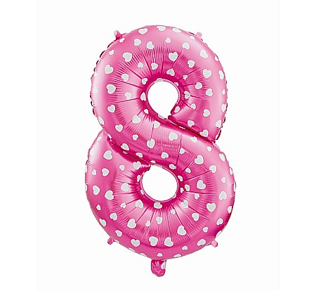 Baloane si accesorii - GOD BALON FOLIE ALUMINIU digit 8, 61cm, pink with hearts HS-C26R8
