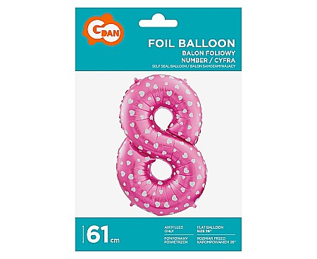 GOD BALON FOLIE ALUMINIU digit 8, 61cm, pink with hearts HS-C26R8 [1]