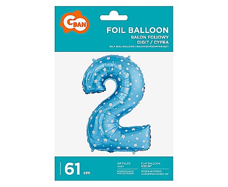 GOD BALON FOLIE ALUMINIU digit 2, 61cm, blue with stars HS-C26N2 [1]