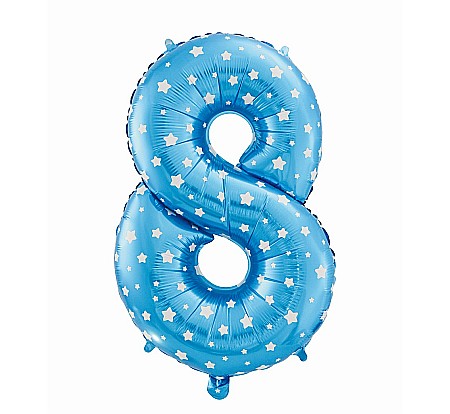 ARTICOLE PARTY - GOD BALON FOLIE ALUMINIU digit 8, 61cm, blue with stars HS-C26N8