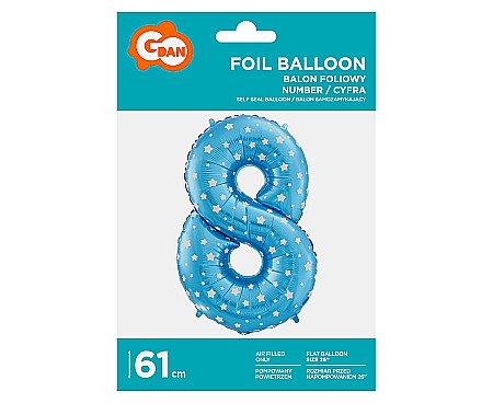 GOD BALON FOLIE ALUMINIU digit 8, 61cm, blue with stars HS-C26N8 [2]