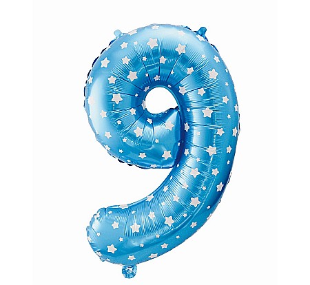 Baloane si accesorii - GOD BALON FOLIE ALUMINIU digit 9, 61cm, blue with stars HS-C26N9