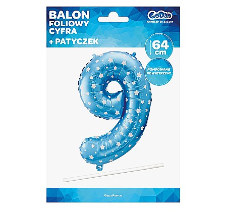 GOD BALON FOLIE ALUMINIU digit 9, 61cm, blue with stars HS-C26N9 [1]