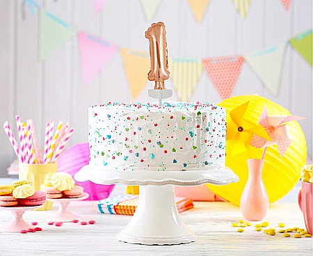 GOD BALON FOLIE ALUMINIU with stick, Number 1, rose-gold, 13cm BC-5RZ1 [1]