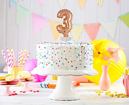 GOD BALON FOLIE ALUMINIU with stick, Number 3, rose-gold, 13cm BC-5RZ3 [1]