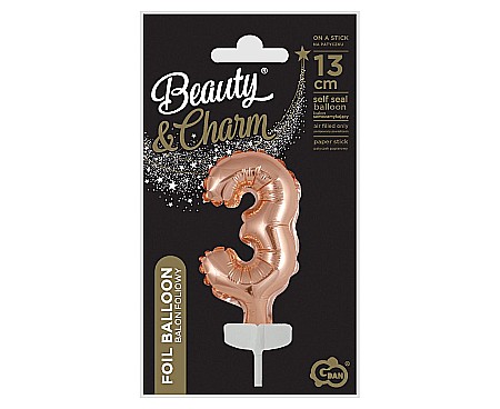 GOD BALON FOLIE ALUMINIU with stick, Number 3, rose-gold, 13cm BC-5RZ3 [2]