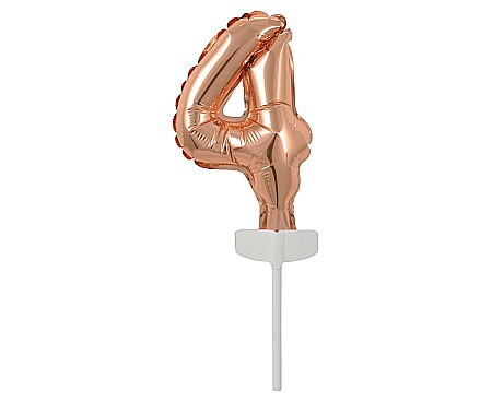 HOBBY - GOD BALON FOLIE ALUMINIU with stick, Number 4, rose-gold, 13cm BC-5RZ4