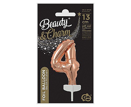 GOD BALON FOLIE ALUMINIU with stick, Number 4, rose-gold, 13cm BC-5RZ4 [2]