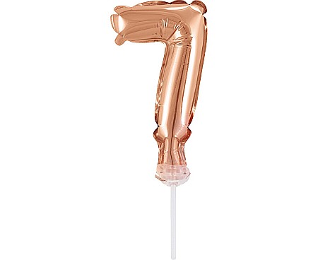 Baloane de Craciun si An Nou - GOD BALON FOLIE ALUMINIU with stick, Number 7, rose-gold, 13cm BC-5RZ7