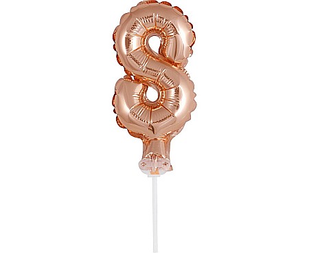 Baloane de Craciun si An Nou - GOD BALON FOLIE ALUMINIU with stick, Number 8, rose-gold, 13cm BC-5RZ8