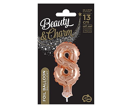 GOD BALON FOLIE ALUMINIU with stick, Number 8, rose-gold, 13cm BC-5RZ8 [2]