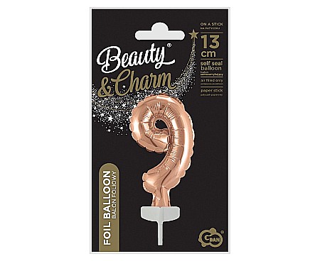 GOD BALON FOLIE ALUMINIU with stick, Number 9, rose-gold, 13cm BC-5RZ9 [2]