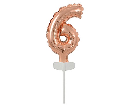 Baloane de Craciun si An Nou - GOD BALON FOLIE ALUMINIU with stick, Number 6, rose-gold, 13cm BC-5RZ6