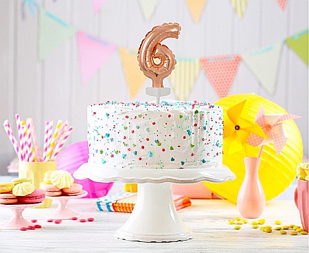 GOD BALON FOLIE ALUMINIU with stick, Number 6, rose-gold, 13cm BC-5RZ6 [1]