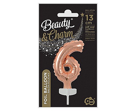 GOD BALON FOLIE ALUMINIU with stick, Number 6, rose-gold, 13cm BC-5RZ6 [2]