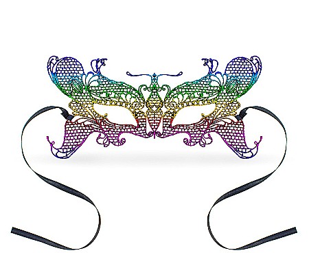 Costume/ Masti/ Coroane/ Palarii - GOD MASCA Lace mask, rainbow butterfly, 11.5 x 23.5cm MATM-YH