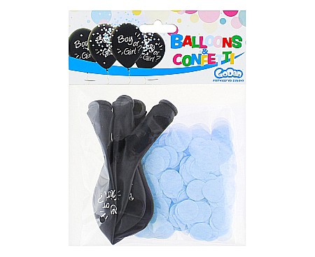 GOD BALON LATEX BOY OR GIRL BLUE CONFETTI 30CM 4/SET H12/BGN4 [1]