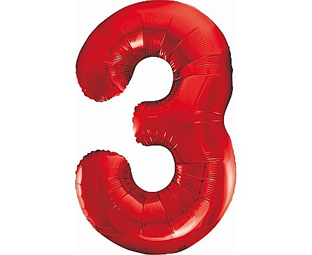 ARTICOLE PARTY - GOD BALON FOLIE ALUMINIU Number 3, red, 85cm BC-HCW3
