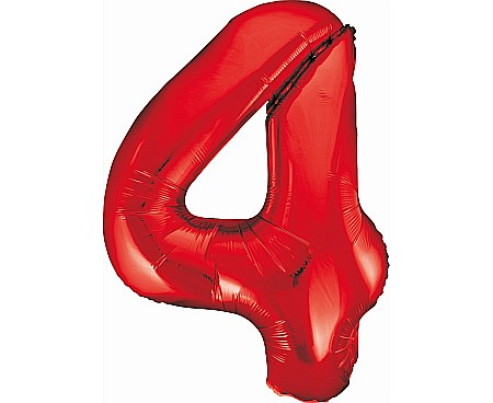 Baloane de Craciun si An Nou - GOD BALON FOLIE ALUMINIU Number 4, red, 85cm BC-HCW4