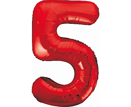 Baloane de Craciun si An Nou - GOD BALON FOLIE ALUMINIU Number 5, red, 85cm BC-HCW5