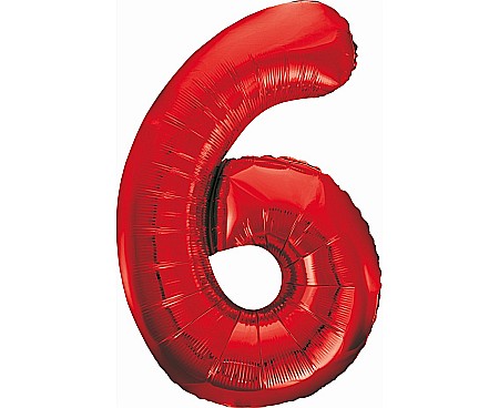 Baloane de Craciun si An Nou - GOD BALON FOLIE ALUMINIU Number 6, red, 85cm BC-HCW6