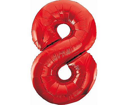 Baloane de Craciun si An Nou - GOD BALON FOLIE ALUMINIU Number 8, red, 85cm BC-HCW8
