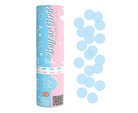 Nunti, botezuri - GOD CONFETTI cannon Boy or Girl, light blue paper circles, 15cm JC-KPBN15