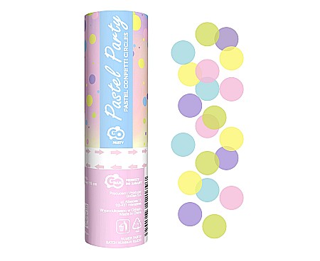 ARTICOLE PARTY - GOD CONFETTI Confetti cannon Pastel Party, multicolour paper circles, 15cm JC-KPPP15