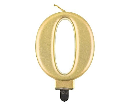 HOBBY - GOD LUMANARE TORT Number 0, metallic gold, 8cm PF-SCZ0