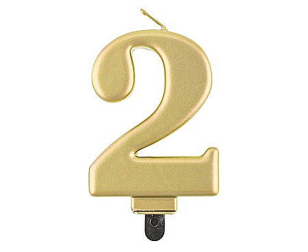 HOBBY - GOD LUMANARE TORT Number 2, metallic gold, 8cm PF-SCZ2