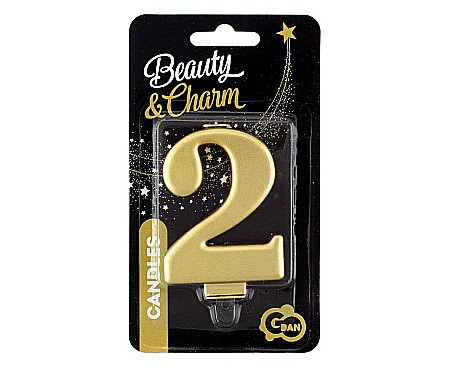 GOD LUMANARE TORT Number 2, metallic gold, 8cm PF-SCZ2 [1]