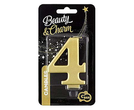 GOD LUMANARE TORT Number 4, metallic gold, 8cm PF-SCZ4 [1]