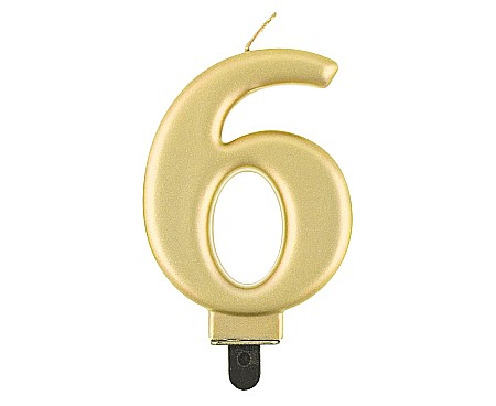 ARTICOLE PARTY - GOD LUMANARI TORT Number 6, metallic gold, 8cm PF-SCZ6