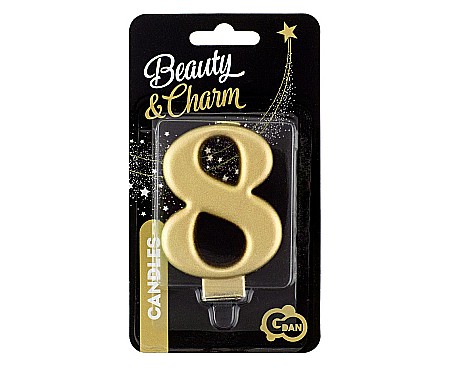 ARTICOLE PARTY - GOD LUMANARI TORT Number 8, metallic gold, 8cm PF-SCZ8