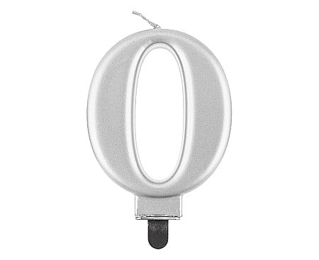 HOBBY - GOD LUMANARI TORT Number 0, metallic silver, 8cm PF-SCS0