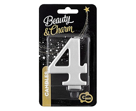 GOD LUMANARI TORT Number 4, metallic silver, 8cm PF-SCS4 [1]